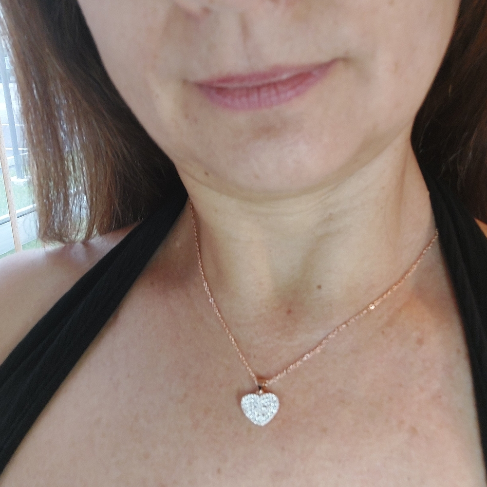 Rose Gold Plated Sparkling Heart Pendant Necklace